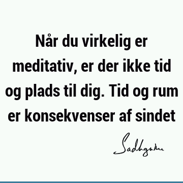 Når du virkelig er meditativ, er der ikke tid og plads til dig. Tid og rum er konsekvenser af