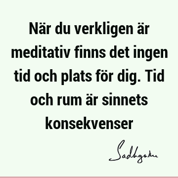 När du verkligen är meditativ finns det ingen tid och plats för dig. Tid och rum är sinnets