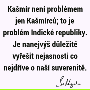 Kašmír není problémem jen Kašmírců; to je problém Indické republiky. Je nanejvýš důležité vyřešit nejasnosti co nejdříve o naší suverenitě