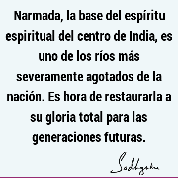 Narmada, la base del espíritu espiritual del centro de India, es uno de los ríos más severamente agotados de la nación. Es hora de restaurarla a su gloria