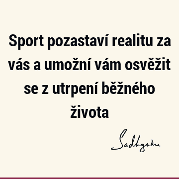 Sport pozastaví realitu za vás a umožní vám osvěžit se z utrpení běžného ž