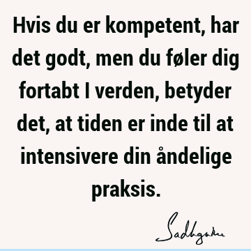 Hvis du er kompetent, har det godt, men du føler dig fortabt i verden, betyder det, at tiden er inde til at intensivere din åndelige