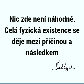 Nic zde není náhodné. Celá fyzická existence se děje mezi příčinou a ná