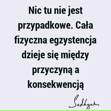 Nic tu nie jest przypadkowe. Cała fizyczna egzystencja dzieje się między przyczyną a konsekwencją