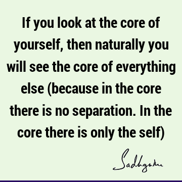 If you look at the core of yourself, then naturally you will see the core of everything else (because in the core there is no separation. In the core there is