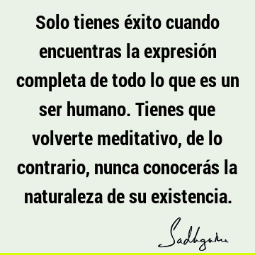 Solo tienes éxito cuando encuentras la expresión completa de todo lo que es un ser humano. Tienes que volverte meditativo, de lo contrario, nunca conocerás la