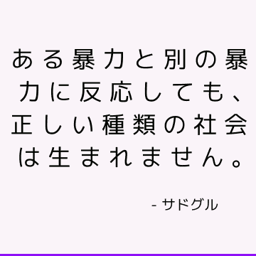 ある暴力と別の暴力に反応しても、正しい種類の社会は生まれません。