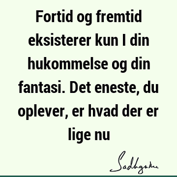 Fortid og fremtid eksisterer kun i din hukommelse og din fantasi. Det eneste, du oplever, er hvad der er lige