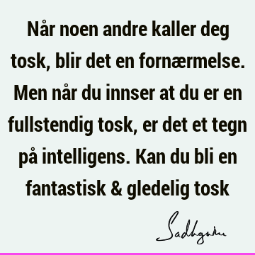 Når noen andre kaller deg tosk, blir det en fornærmelse. Men når du innser at du er en fullstendig tosk, er det et tegn på intelligens. Kan du bli en