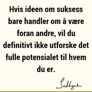 Hvis ideen om suksess bare handler om å være foran andre, vil du definitivt ikke utforske det fulle potensialet til hvem du