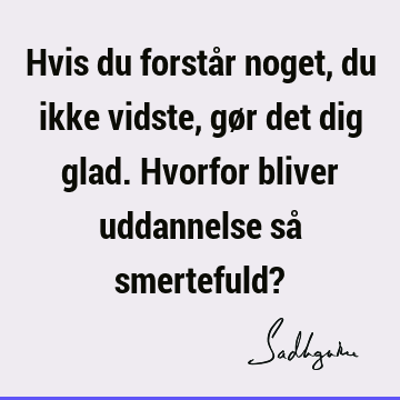 Hvis du forstår noget, du ikke vidste, gør det dig glad. Hvorfor bliver uddannelse så smertefuld?