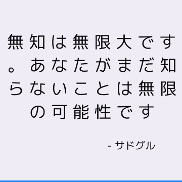 無知は無限大です。 あなたがまだ知らないことは無限の可能性です