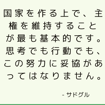 国家を作る上で、主権を維持することが最も基本的です。 思考でも行動でも、この努力に妥協があってはなりません。