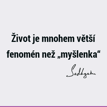 Život je mnohem větší fenomén než „myšlenka“