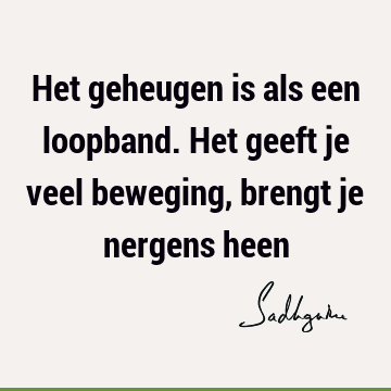 Het geheugen is als een loopband. Het geeft je veel beweging, brengt je nergens