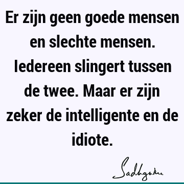 Er zijn geen goede mensen en slechte mensen. Iedereen slingert tussen de twee. Maar er zijn zeker de intelligente en de