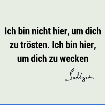 Ich bin nicht hier, um dich zu trösten. Ich bin hier, um dich zu