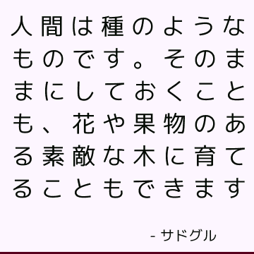 人間は種のようなものです。 そのままにしておくことも、花や果物のある素敵な木に育てることもできます