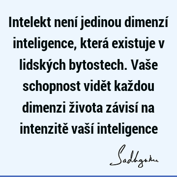 Intelekt není jedinou dimenzí inteligence, která existuje v lidských bytostech. Vaše schopnost vidět každou dimenzi života závisí na intenzitě vaší