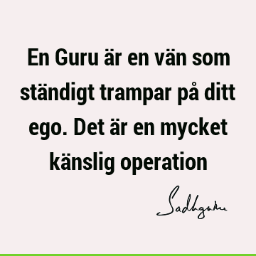 En Guru är en vän som ständigt trampar på ditt ego. Det är en mycket känslig