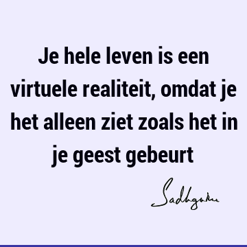 Je hele leven is een virtuele realiteit, omdat je het alleen ziet zoals het in je geest