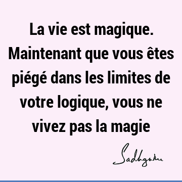 La vie est magique. Maintenant que vous êtes piégé dans les limites de votre logique, vous ne vivez pas la