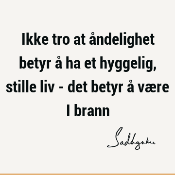 Ikke tro at åndelighet betyr å ha et hyggelig, stille liv - det betyr å være i