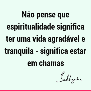 Não pense que espiritualidade significa ter uma vida agradável e tranquila - significa estar em