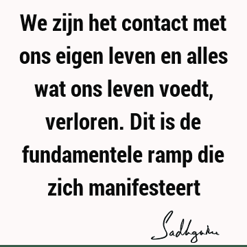 We zijn het contact met ons eigen leven en alles wat ons leven voedt, verloren. Dit is de fundamentele ramp die zich