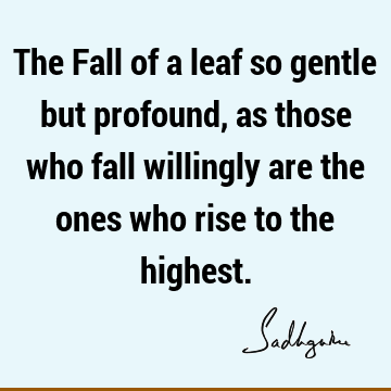 The Fall of a leaf so gentle but profound, as those who fall willingly are the ones who rise to the