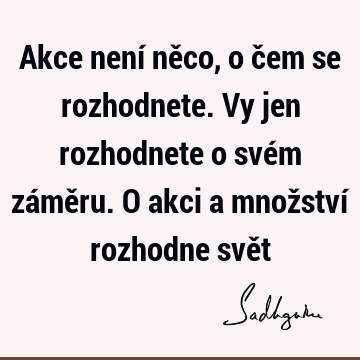 Akce není něco, o čem se rozhodnete. Vy jen rozhodnete o svém záměru. O akci a množství rozhodne svě