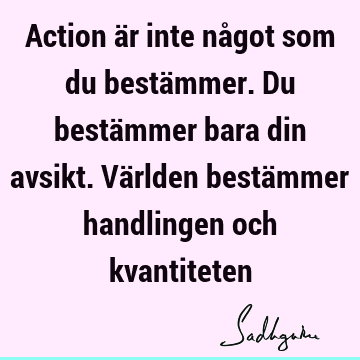 Action är inte något som du bestämmer. Du bestämmer bara din avsikt. Världen bestämmer handlingen och