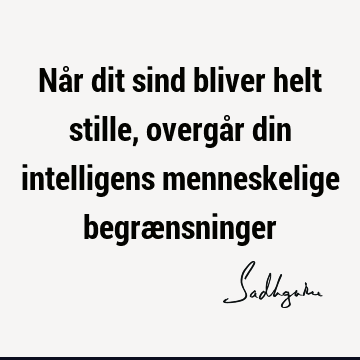 Når dit sind bliver helt stille, overgår din intelligens menneskelige begræ