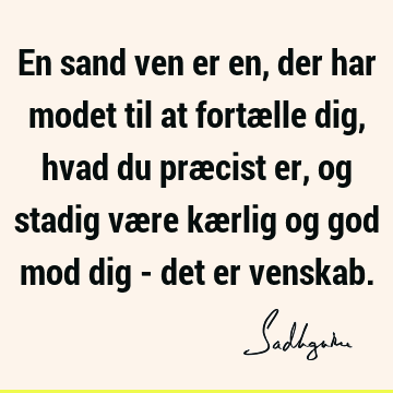 En sand ven er en, der har modet til at fortælle dig, hvad du præcist er, og stadig være kærlig og god mod dig - det er