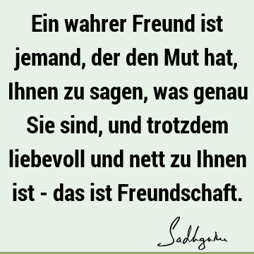 Ein wahrer Freund ist jemand, der den Mut hat, Ihnen zu sagen, was genau Sie sind, und trotzdem liebevoll und nett zu Ihnen ist - das ist F