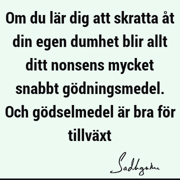 Om du lär dig att skratta åt din egen dumhet blir allt ditt nonsens mycket snabbt gödningsmedel. Och gödselmedel är bra för tillvä