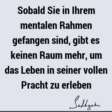 Sobald Sie in Ihrem mentalen Rahmen gefangen sind, gibt es keinen Raum mehr, um das Leben in seiner vollen Pracht zu