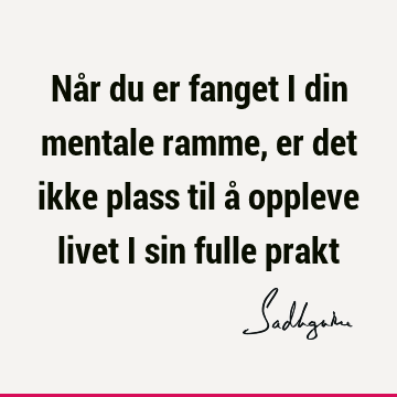 Når du er fanget i din mentale ramme, er det ikke plass til å oppleve livet i sin fulle