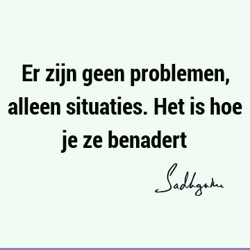 Er zijn geen problemen, alleen situaties. Het is hoe je ze