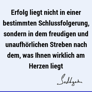 Erfolg liegt nicht in einer bestimmten Schlussfolgerung, sondern in dem freudigen und unaufhörlichen Streben nach dem, was Ihnen wirklich am Herzen