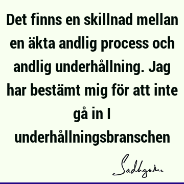 Det finns en skillnad mellan en äkta andlig process och andlig underhållning. Jag har bestämt mig för att inte gå in i underhå