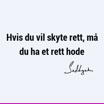 Hvis du vil skyte rett, må du ha et rett