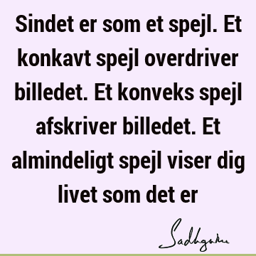 Sindet er som et spejl. Et konkavt spejl overdriver billedet. Et konveks spejl afskriver billedet. Et almindeligt spejl viser dig livet som det