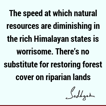 The speed at which natural resources are diminishing in the rich Himalayan states is worrisome. There’s no substitute for restoring forest cover on riparian