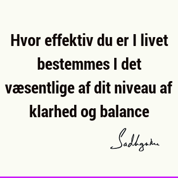 Hvor effektiv du er i livet bestemmes i det væsentlige af dit niveau af klarhed og