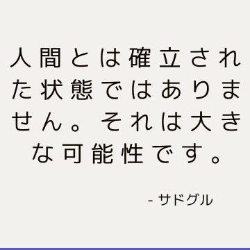 人間とは確立された状態ではありません。 それは大きな可能性です。