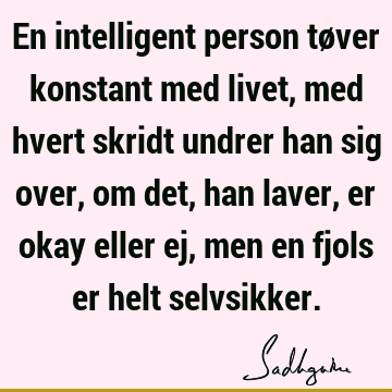 En intelligent person tøver konstant med livet, med hvert skridt undrer han sig over, om det, han laver, er okay eller ej, men en fjols er helt