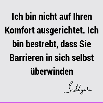 Ich bin nicht auf Ihren Komfort ausgerichtet. Ich bin bestrebt, dass Sie Barrieren in sich selbst ü