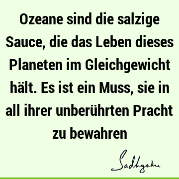 Ozeane sind die salzige Sauce, die das Leben dieses Planeten im Gleichgewicht hält. Es ist ein Muss, sie in all ihrer unberührten Pracht zu