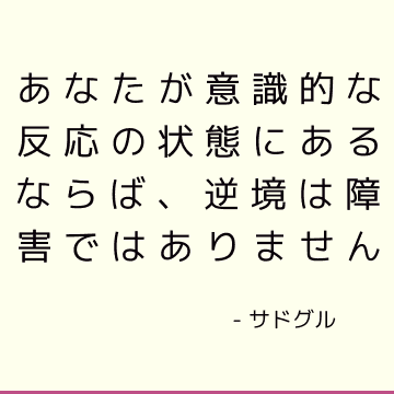 あなたが意識的な反応の状態にあるならば、逆境は障害ではありません